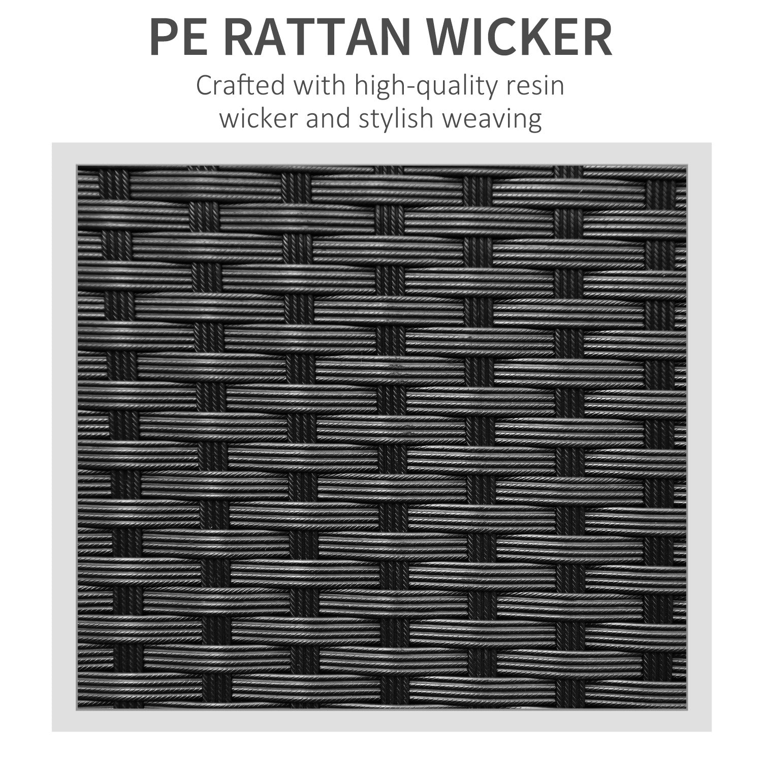 Outsunny 3 Seater Rattan Sofa All-Weather Wicker Weave Metal Frame Chair with Fire Resistant Cushion, Black