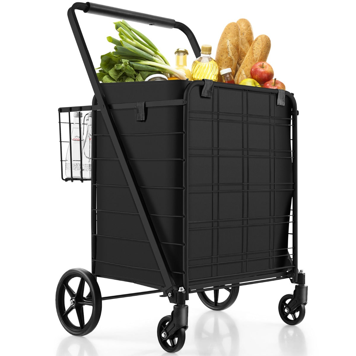 Folding Shopping Cart with Waterproof Liner-Black