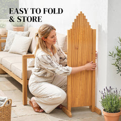 Outsunny 2 Pack Expanding Fence Panels, Wooden Freestanding Garden Fence with Stable Feet, 180 x 30 x 103cm, Brown