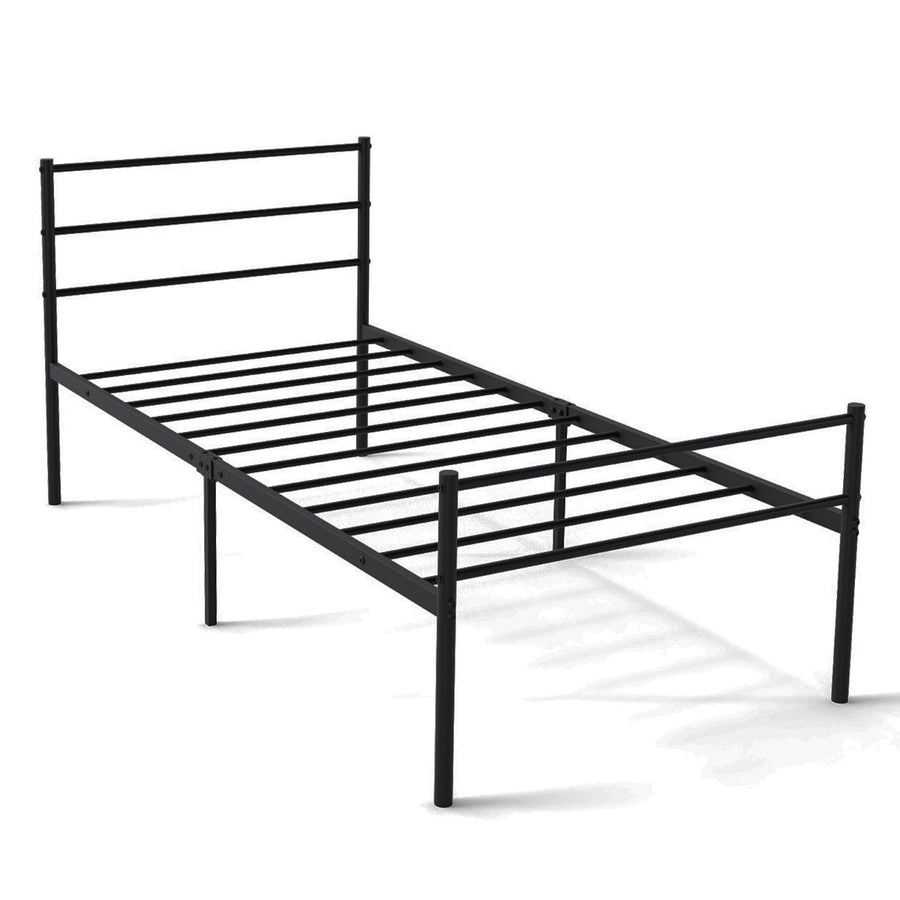 Single Size Modern Bed Frame with Metal Slat Support-Black