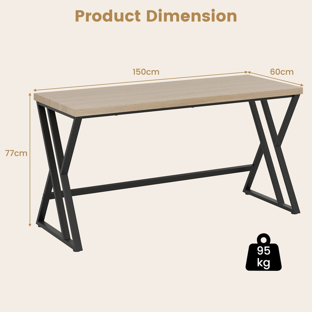 Product dimension diagram for the grey computer desk showing measurements