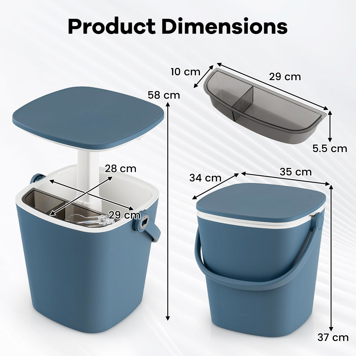 Portable Cooler Side Table with Handle and Bottle Opener-Blue