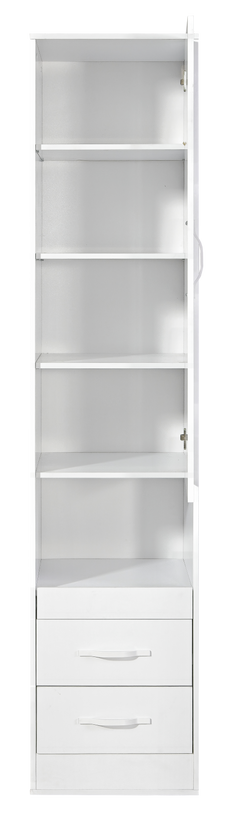 SPACEO Tall Storage Cabinet White / Oak Artisan / Black Handles