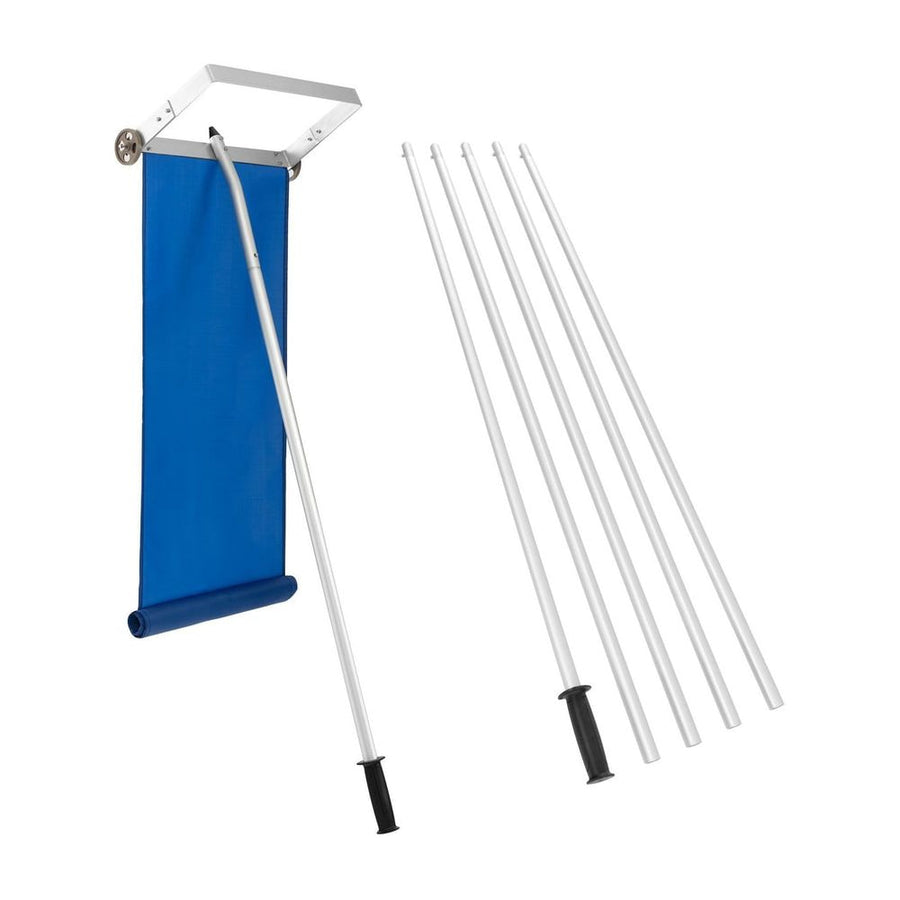 Snow Roof Rake with 5 Section Pole and Anti-slip Handle shown with all parts laid out