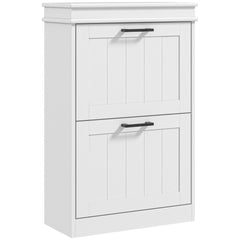 HOMCOM Two-Drawer Minimalistic 10-Shoe Cabinet - White