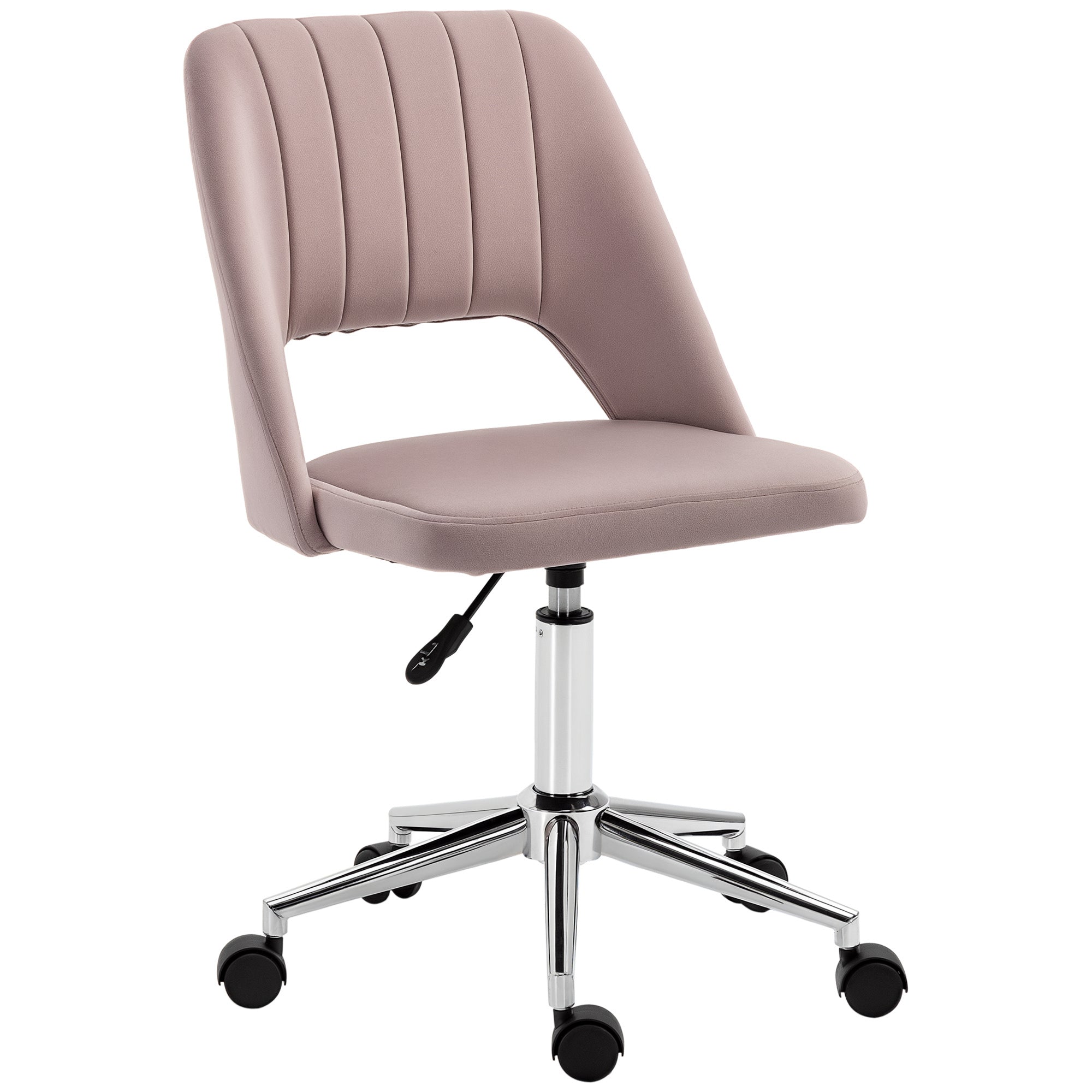 Vinsetto Armless Velvet-Feel Office Chair - Pink