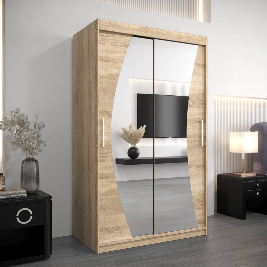 Wave Sliding Door Wardrobe 120cm