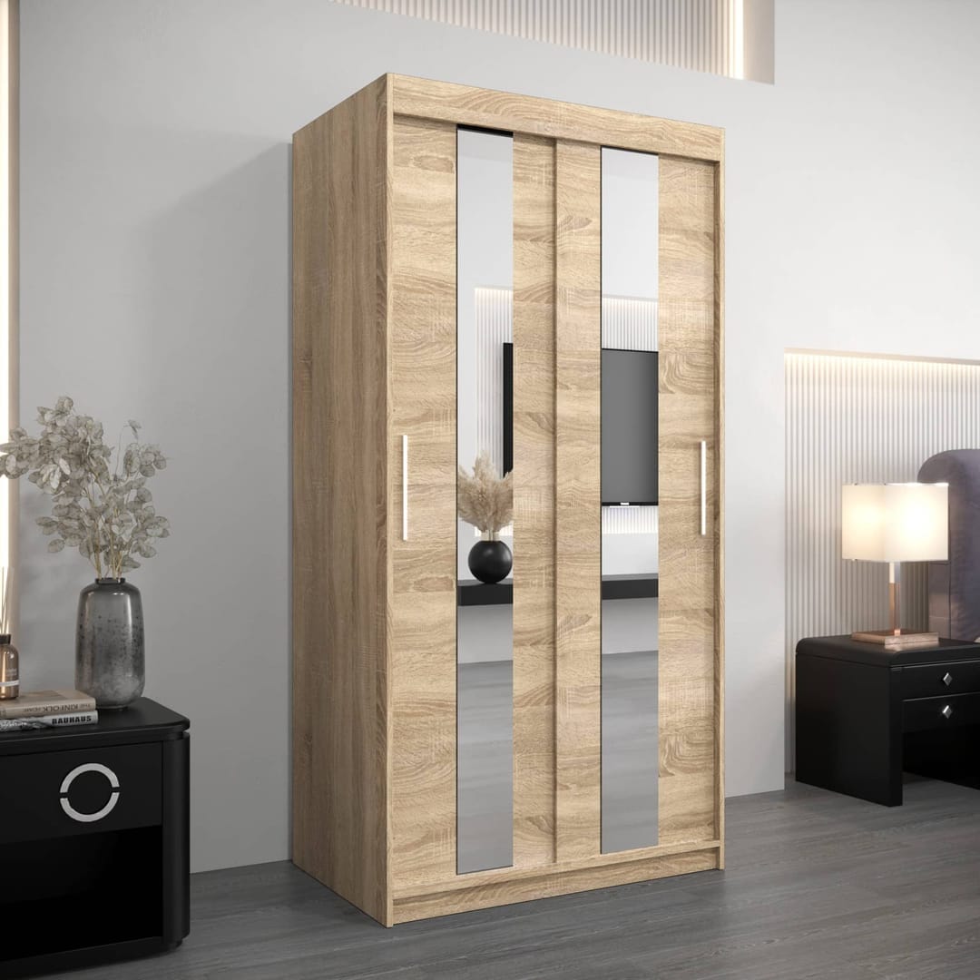 Pole Sliding Door Wardrobe 100cm
