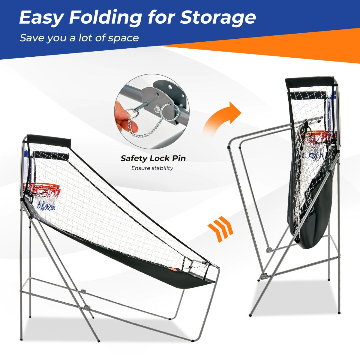 Foldable Basketball Arcade Game-Navy
