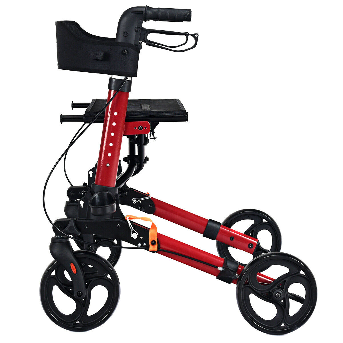 Lightweight Aluminium Folding Walking Mobility Aid With 4 Wheels-Red