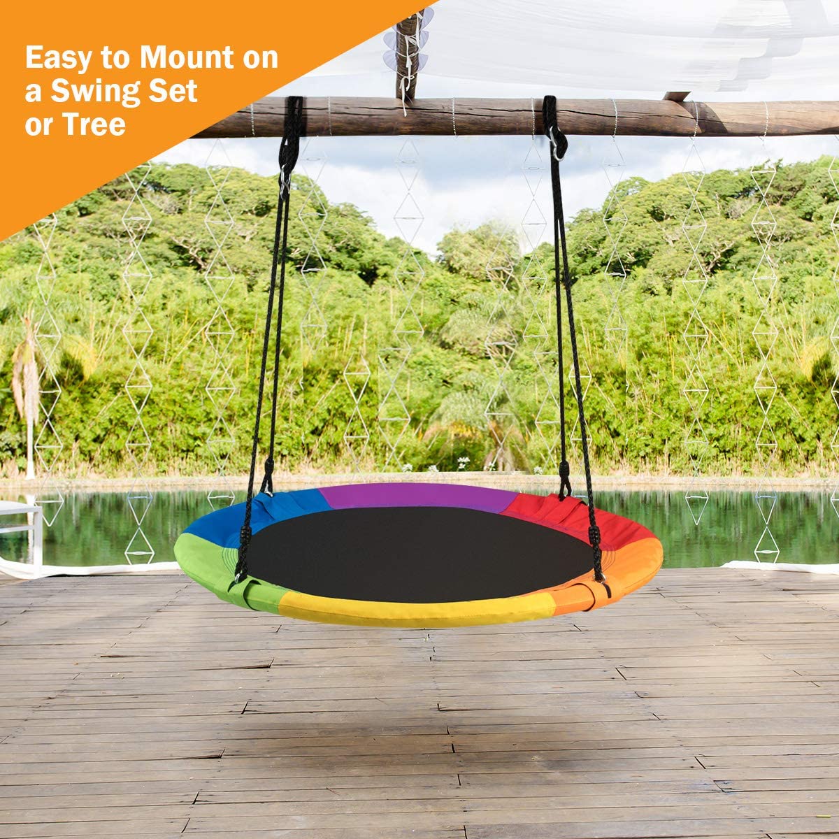 Child's Multi-Coloured Swing with Adjustable Height