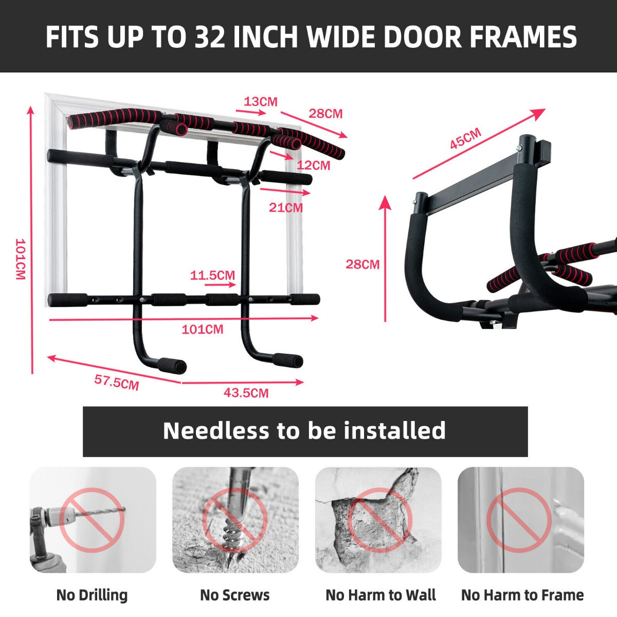 Doorway Pull up Bar Strength Training with Power Ropes and Foam Padded Handles