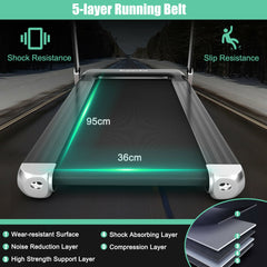 Folding Treadmill with APP Control and Bluetooth Speaker-Silver