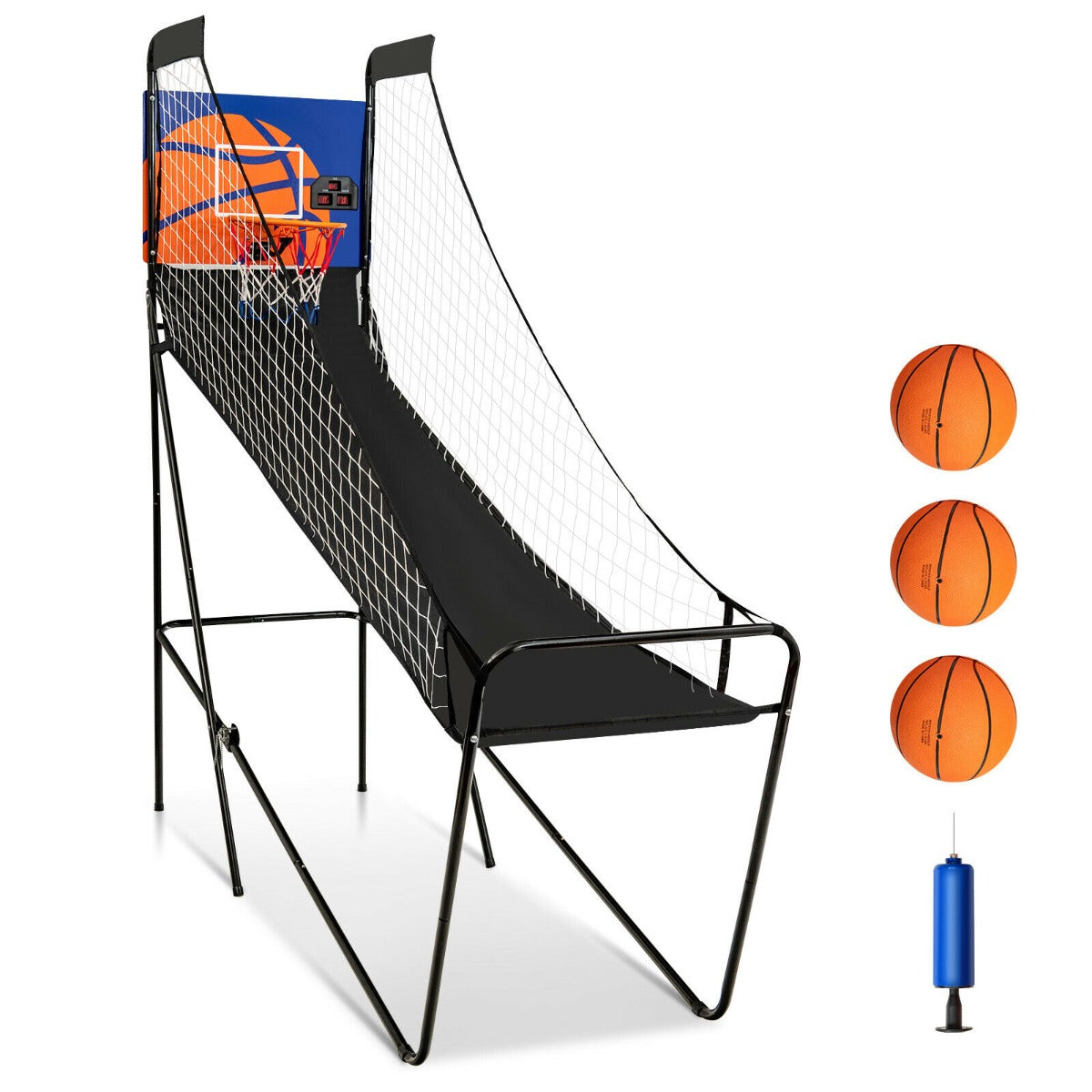 Folding Basketball Arcade Game with Electronic Scorer and Buzzer