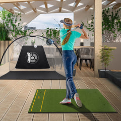 Golf Hitting Mat Includes 2 Rubber Tees and 2 Alignment Sticks-L