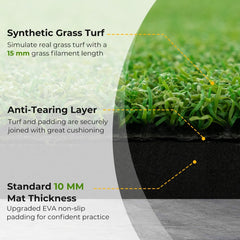 25 mm Golf Hitting Mat Includes 2 Rubber Tees and 2 Alignment Sticks