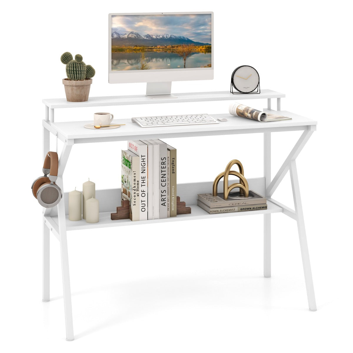 Space Saving Computer Desk in White
