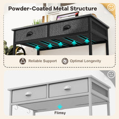 The office desk highlighting the sturdy powder coated metal frame compared to a flimsy design