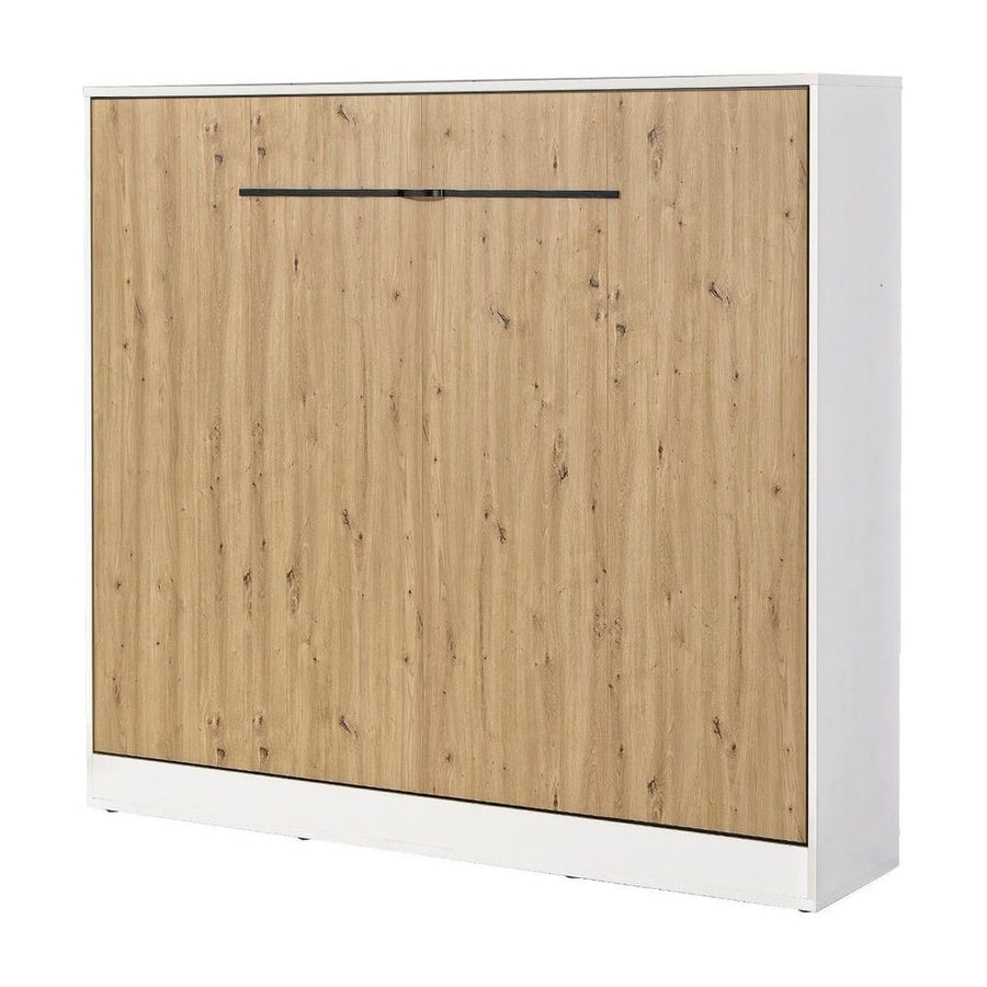 SPACEO Horizontal Wall Bed 160x200 White / Oak Artisan / Black Handles