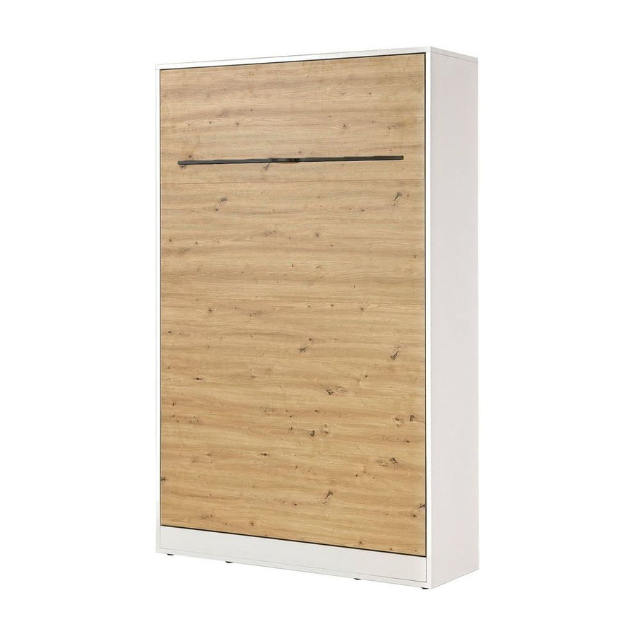 SPACEO Vertical Wall Bed 120x200 White / Oak Artisan / Black Handles