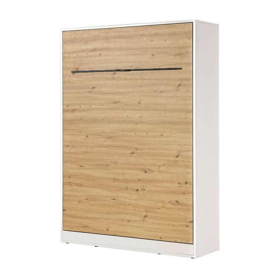 SPACEO Vertical Wall Bed 140x200 White / Oak Artisan / Black Handles