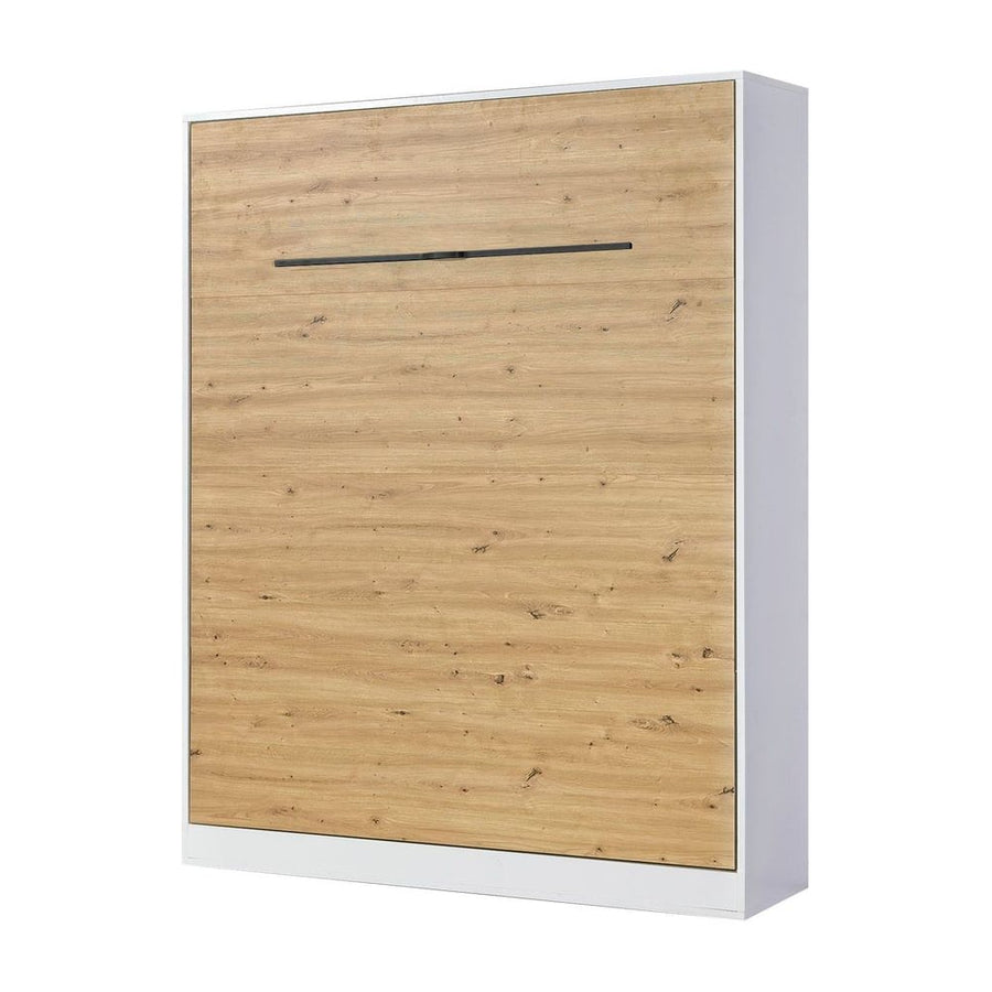 SPACEO Vertical Wall Bed 160x200 White / Oak Artisan / Black Handles