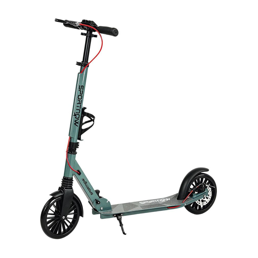 SPORTNOW Foldable Kick Scooter with Height Adjustable Handlebar, silver tone, with large wheels and disc brake