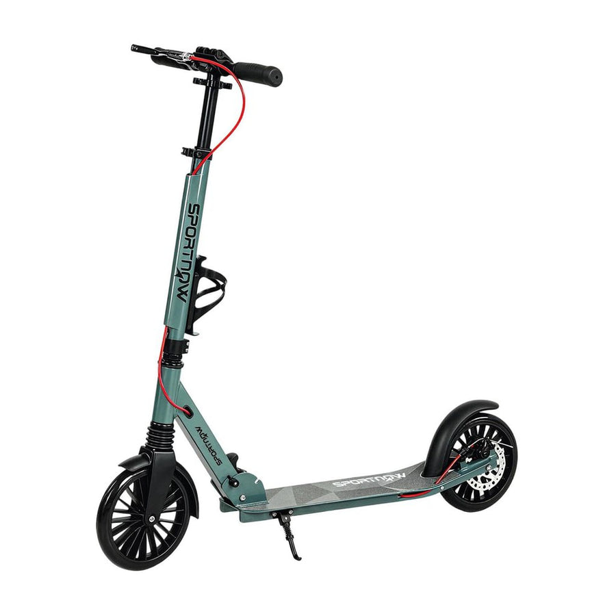 SPORTNOW Foldable Kick Scooter with Height Adjustable Handlebar, silver tone, with large wheels and disc brake
