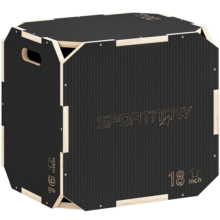 SPORTNOW Non-Slip Plyo Box, Corner-free Wooden Jump Box, 41 x 51 x 48 cm