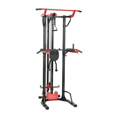 SPORTNOW Power Tower with Lat Pull Down Machine, Pull Up Bar, Dip Station, Adjustable Height Power Pack for Home Gym