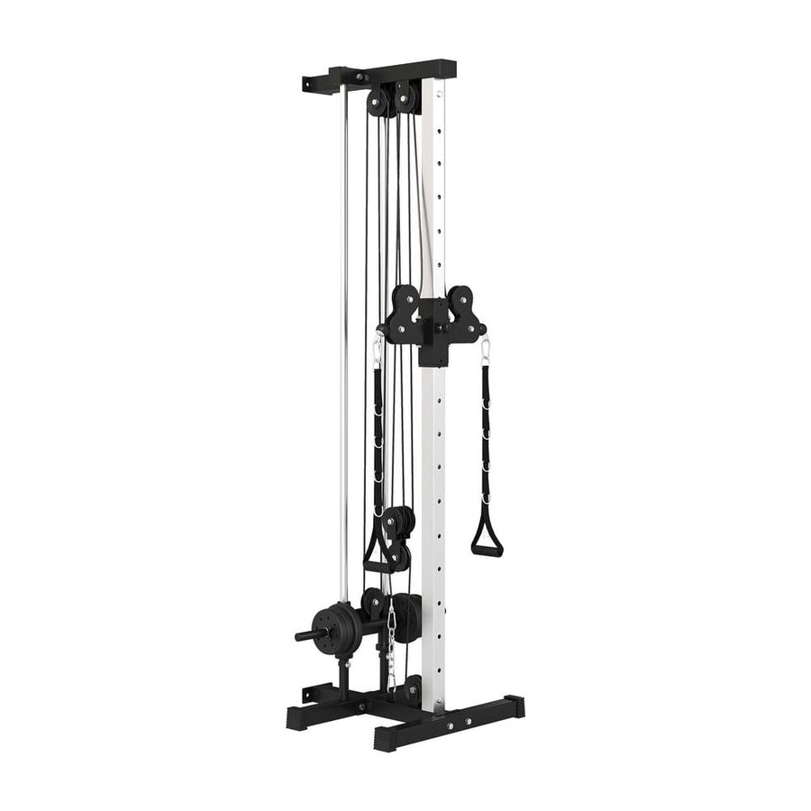 SPORTNOW Wall Mount Cable Machine, a dual pulley system with adjustable pulleys and attachments