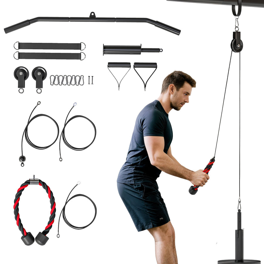 SPORTNOW Weight Pulley System, Cable Pulley System for Home Gym, Cable Machine LAT Pull Down Attachment for Biceps Curl