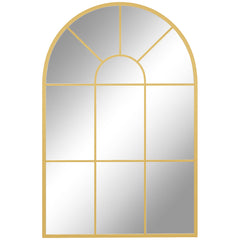 HOMCOM 90 X 61cm Arched Grid Mirror - Gold Tone