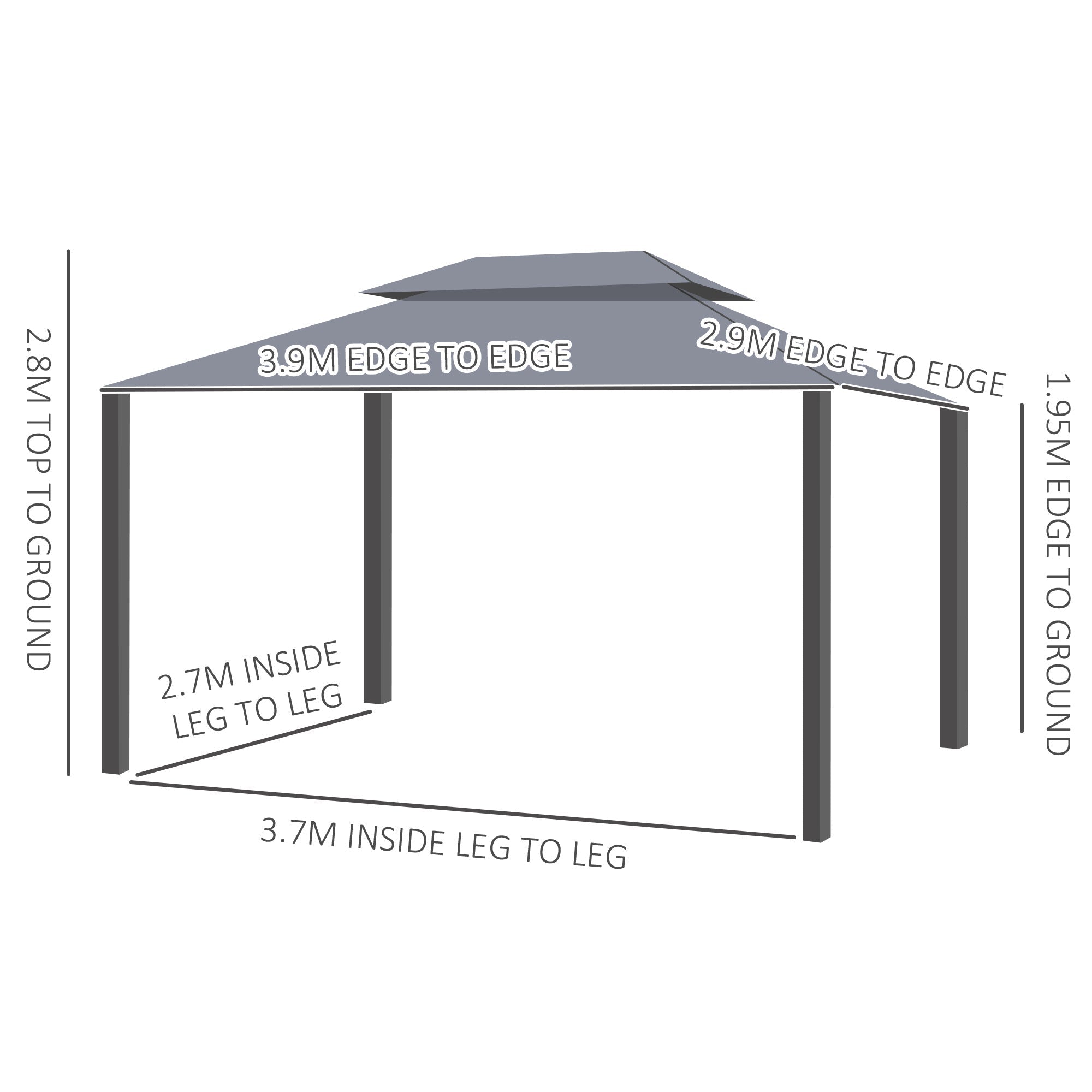 Outsunny 3 x 4m Aluminium Garden√Ç Gazebo, Marquee Canopy Shelter Pavilion Party Tent with Nets and Curtains for Garden and Deck, Grey