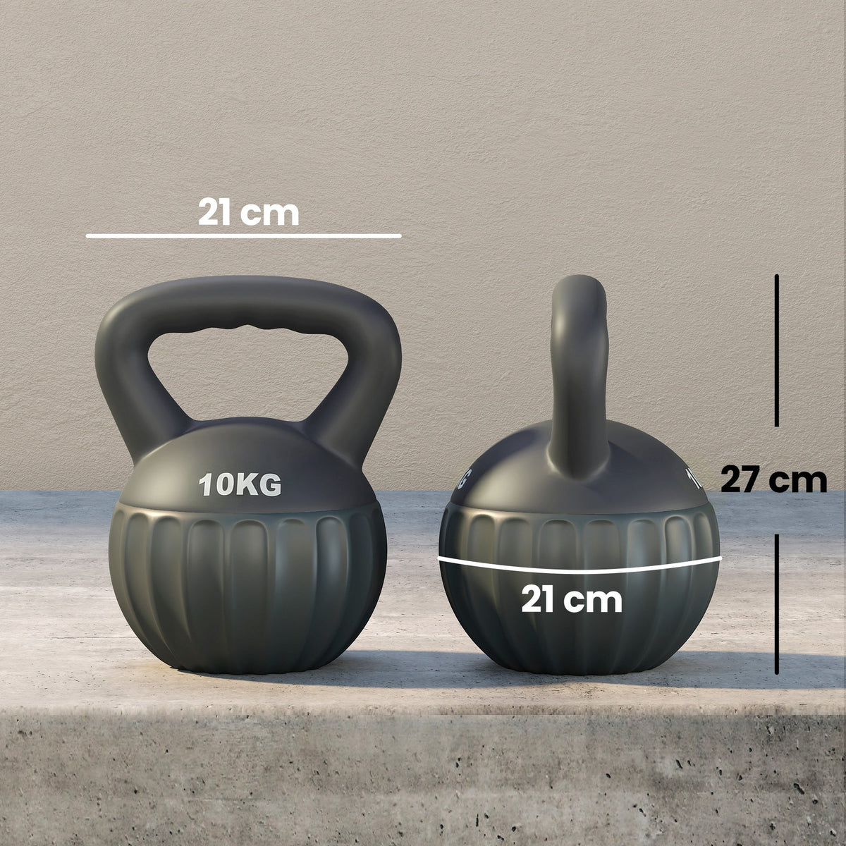 SPORTNOW Kettlebell for Strength Training Kettle Bell with Non-Slip Handle 10 kg Grey