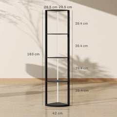 HOMCOM RGB LED Floor Lamp with Shelves, 4-Tier Dimmable Standing Lamp with Remote Control, Black