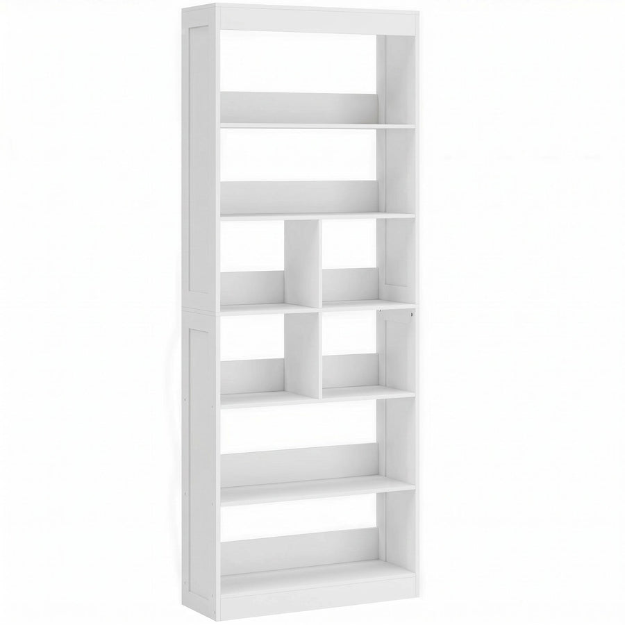 HOMCOM Bookcase, 6-Tier Bookshelf with Open Storage Shelves, Cubes, 180 cm Tall Display Shelf with Anti-Tipping Design, White