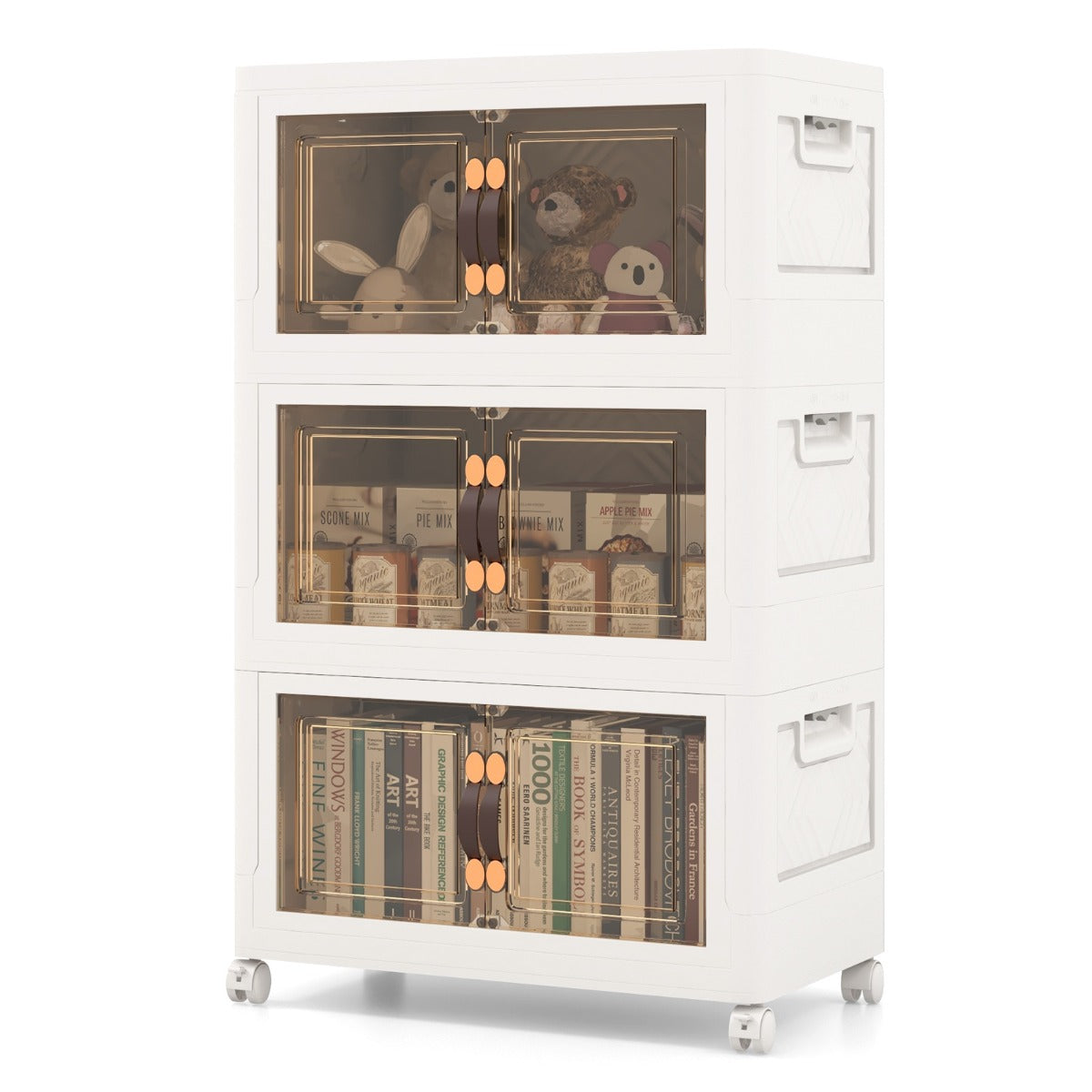 27/34/44/59/78/92.5 Gal Stackable Storage Bins with Lockable Wheels-34 Gal-3-Tier