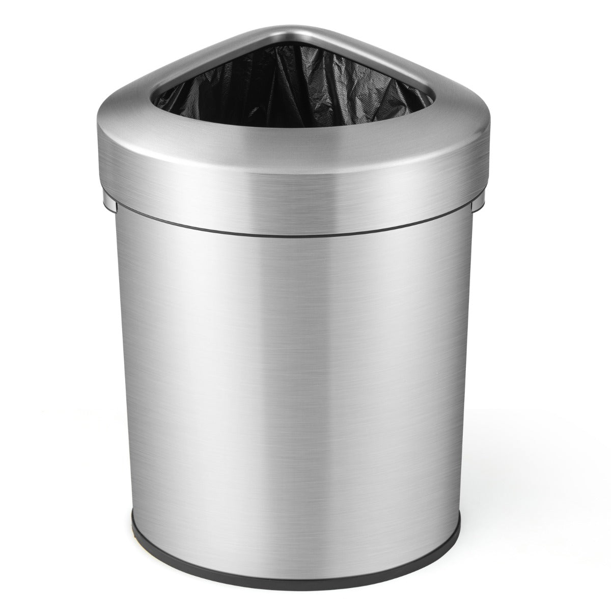 60L Stainless Steel Corner Trash Bin with Lid-Silver