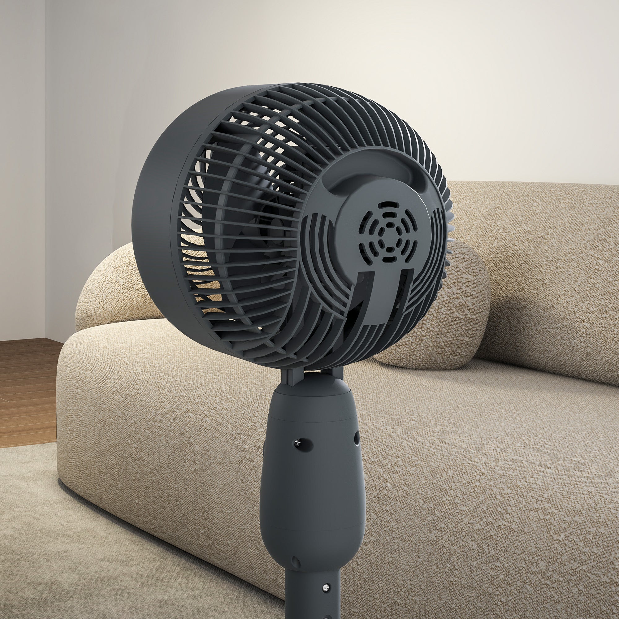 HOMCOM Pedestal Fan, Powerful Air Circulator, 12 Inch Floor Standing Fan with 3 Speed Settings, Oscillating Function for Bedroom, Home and Office, Grey