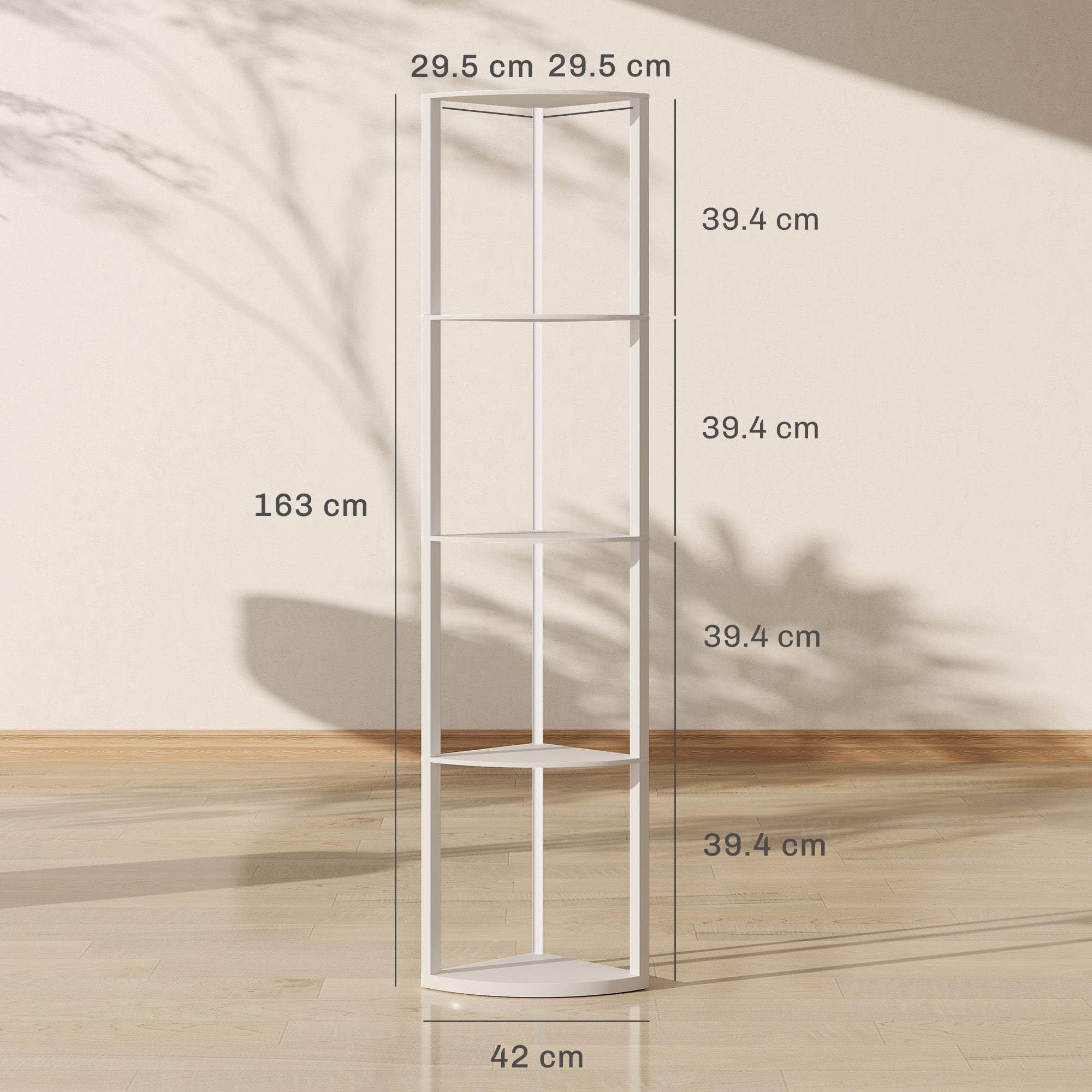 HOMCOM RGB LED Floor Lamp with Shelves, 5-Tier Dimmable Standing Lamp with Adjustable Brightness and Remote Control, Modern Corner Display Shelf Unit for Living Room Bedroom Office, White