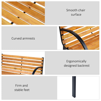 Outsunny Garden Bench, 122Lx60Wx80H cm-Steel/Wood