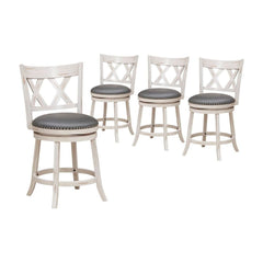 Swivel 64cm Hand-Antiqued Stool Set of 4 arranged in a group against a plain white background