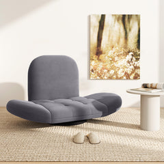 Swivel Floor Chair with Adjustable Backrest and Armrests-Grey