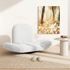 Swivel Floor Chair with Adjustable Backrest and Armrests-White