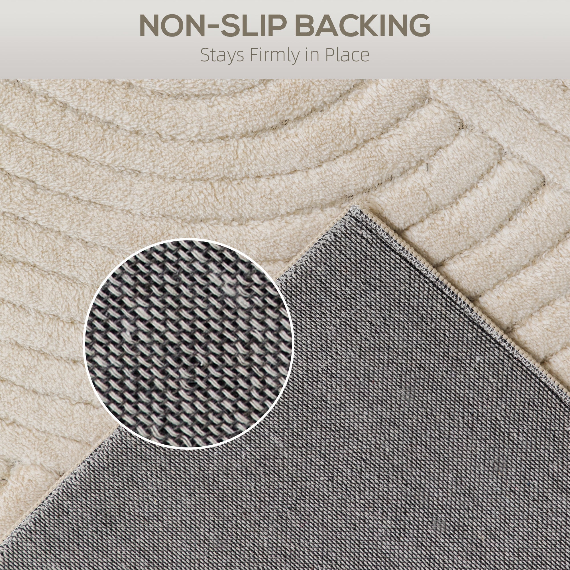 HOMCOM Modern Geometric Rug, Thick & Plush, Non-Slip, 160 x 120 cm â Cream, Living Room/Bedroom/Office