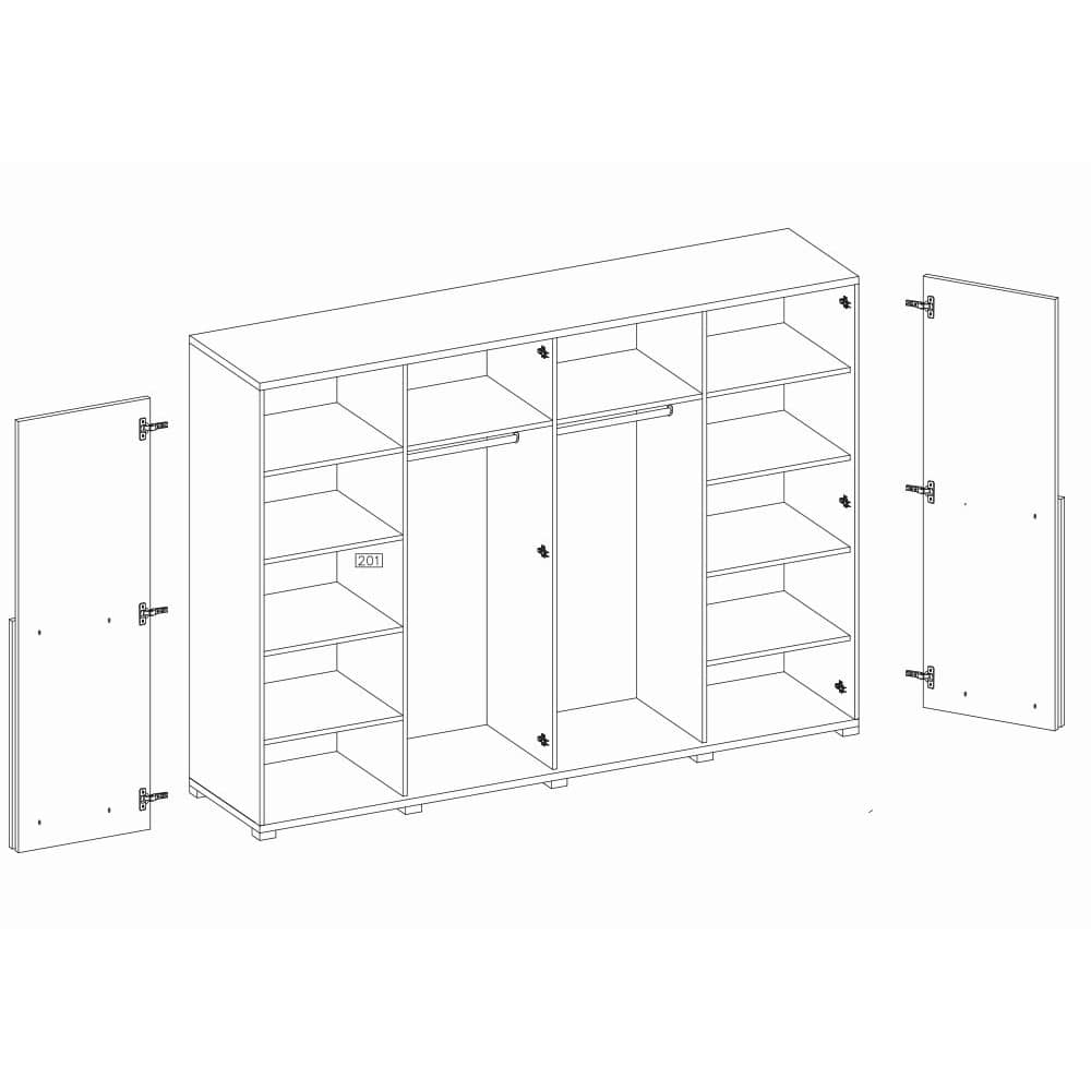 Bafra Hinged Door Wardrobe 200cm - product image 3