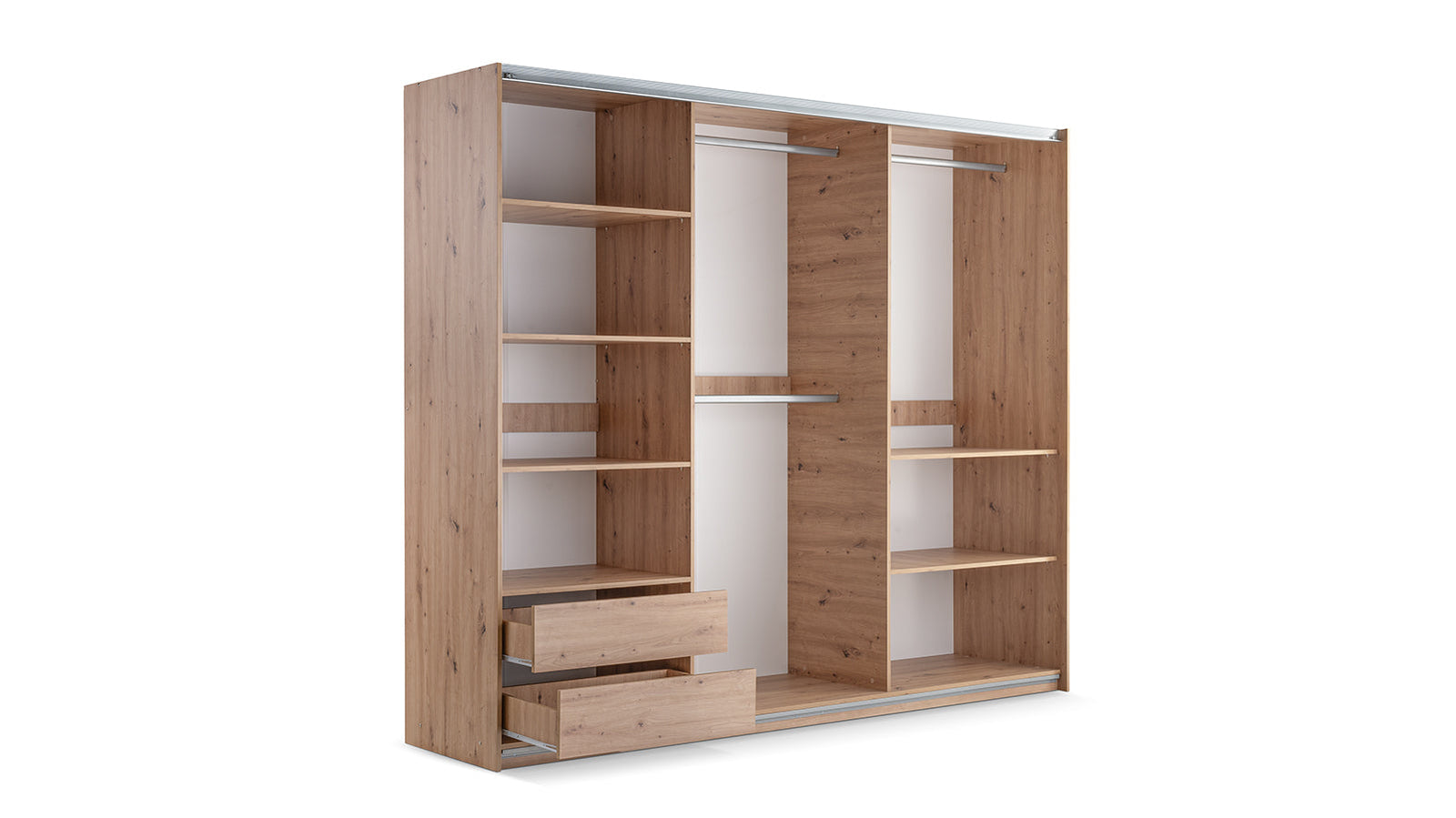 Oak Artistan Mirrored Sliding Door Wardrobe 250cm – KINGSLEY