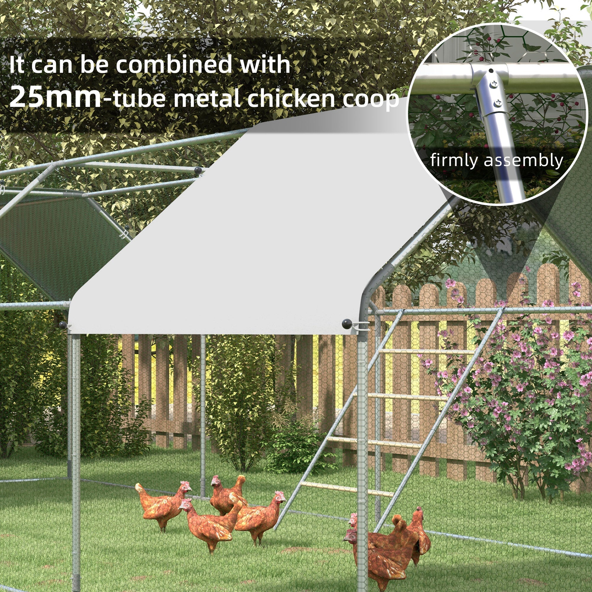 PawHut Chicken Perch for Coop, Wooden and Galvanised Steel Roosting Bar Jungle Gym, Chicken Roosting Ladder for Backyard Farm
