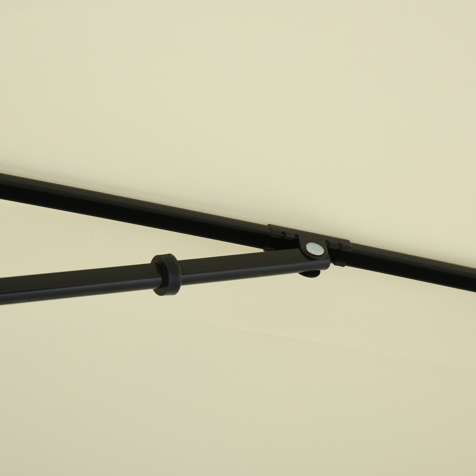 Outsunny 2 x 1.3m Garden Parasol Umbrella, Outdoor Market Table Umbrella with Ruffles & Aluminium Pole, Rectangular Tilting Parasol Sun Shade Canopy, Cream White